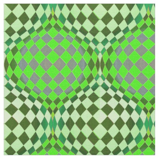 Tissu Taffi Op Art Gris Vert (Fermer)