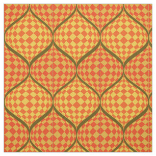 Tissu Taffi Op Art Orange Vert et Jaune