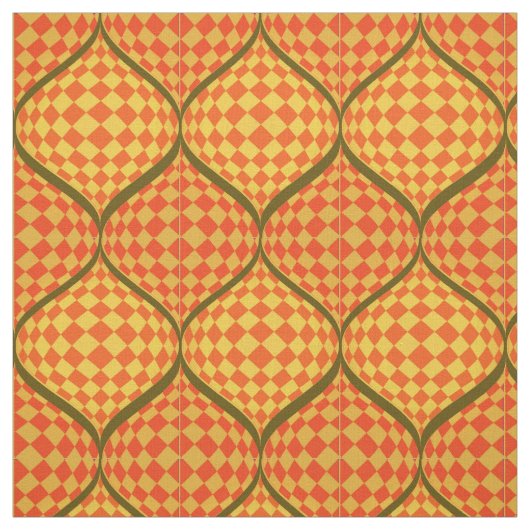 Tissu Taffi Op Art Orange Vert et Jaune (Échantillon)