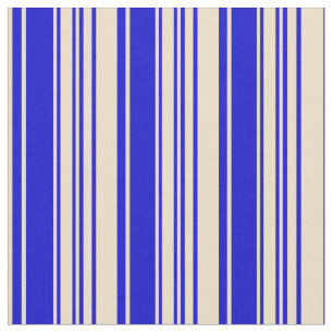 Tissu Tan & Blue Lines/Stripes Motif