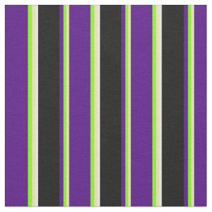 Tissu Tan, Chartreuse, Indigo, Black et White Lines