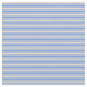 Tissu Tan & Cornflower Bleu Motif rayé/lin