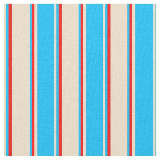 Tissu Tan, Deep Sky Blue et Red Colour Stripes (Fermer)