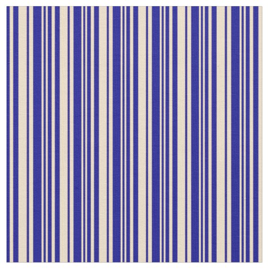 Tissu Tan et bleu foncé Motif rayé/lin (Fermer)