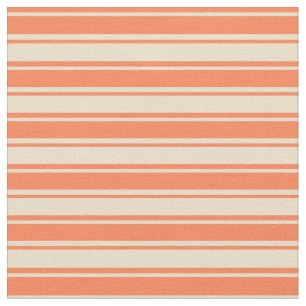 Tissu Tan et corail Motif de bandes