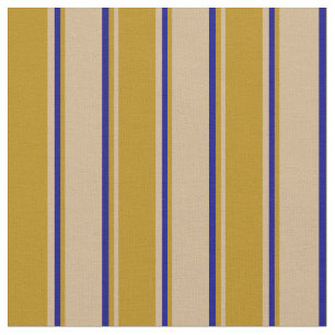 Tissu Tan, Goldenrod foncée et bandes bleues