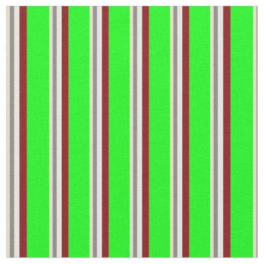 Tissu Tan, Grey, Blanc, Maroon & Lime Stripes Motif (Fermer)