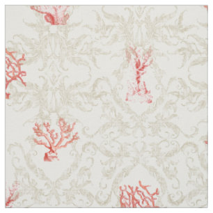 Tissu Tan Patiné Plage Vintage Océan Corail rouge Dama