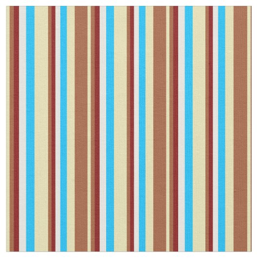 Tissu Tan, Sienna, Maroon, Blanc & Profond Ciel bleu cou (Fermer)