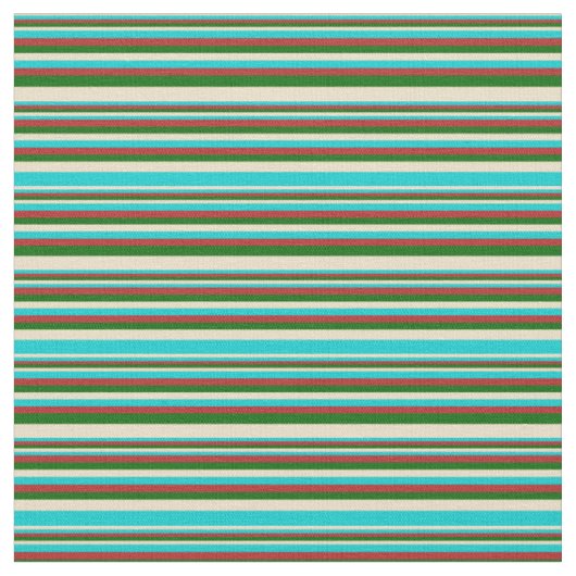 Tissu Tan, Turquoise foncé, Rouge et Vert foncé (Fermer)