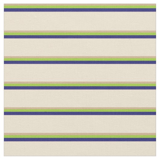 Tissu Tan, Vert, Bleu de minuit et lignes beiges (Fermer)