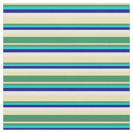 Tissu Tan, Vert mer, Turquoise foncé, Bleu & Blanc (Fermer)