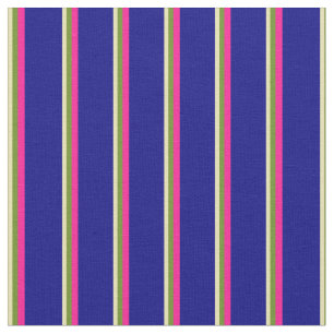 Tissu Tan, vert, rose profonde et bandes bleues