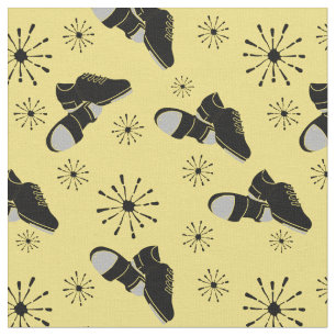 Tissu Tap Dancers Gold et Black Tap Chaussures à motifs