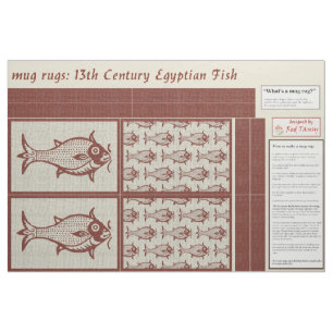 Tissu Tapis de tasse poissons médiévaux