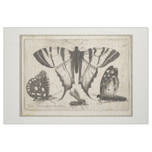 Tissu Tapisserie vintage d'insecte de guêpe de papillon
