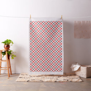 Tissu Tartan blanc rouge noir, motif de plaid de buffle