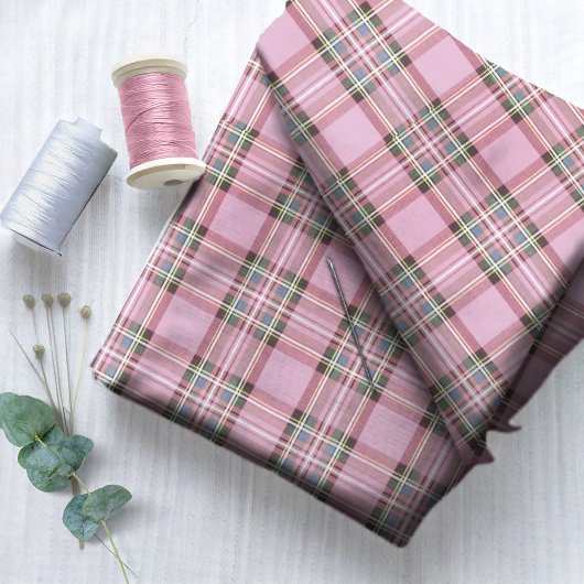 Tissu Tartan de Noël rose/vert ID768