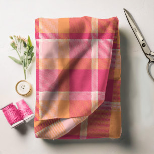 Tissu Tartan Motif orange et rose ID210