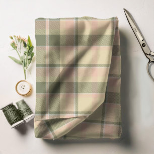 Tissu Tartan Motif Soft Sage et Rose Pink ID210