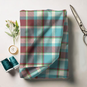 Tissu Tartan Motif Turquoise et Rouge ID210