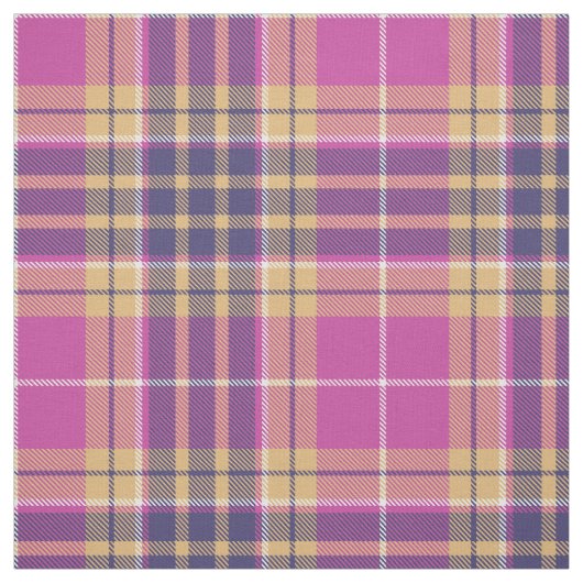 Tissu Tartan rose, or et bleu (Échantillon)