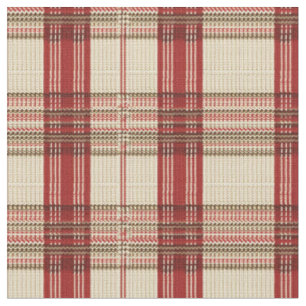 Tissu Tartan rouge classique et noir - Rustique tissé 2