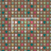 Tissu tasses à fleurs brune (Carreau)