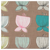 Tissu tasses à fleurs brune (Fermer)