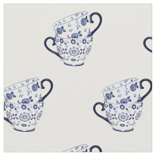 Tissu Tasses à thé cobalt (Fermer)