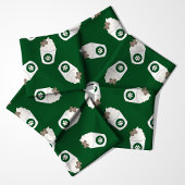 Tissu Tasses de chiot sur fond vert