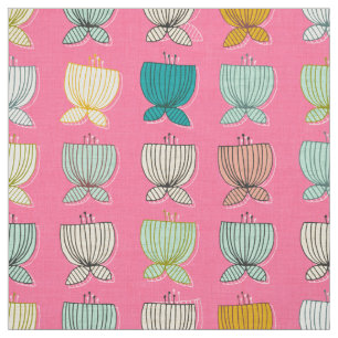 Tissu tasses de fleurs roses