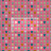 Tissu tasses de fleurs roses (Carreau)