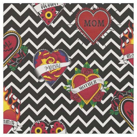Tissu Tatouage maman Chevron blanc (Fermer)