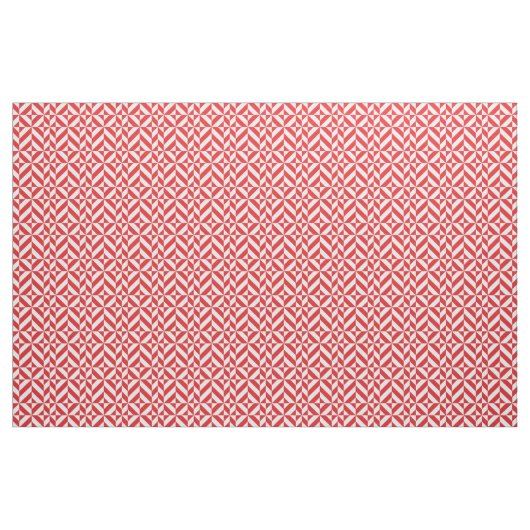 Tissu Tchry Red Geometric Deco Cube Pattern (Yard)