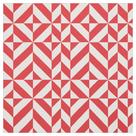 Tissu Tchry Red Geometric Deco Cube Pattern (Échantillon)