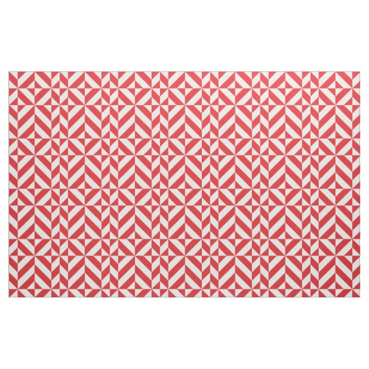 Tissu Tchry Red Geometric Deco Cube Pattern (Fat Quarter)