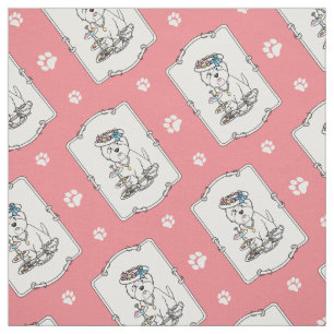 Tissu Tea Party Westie - West Highland White Terrier