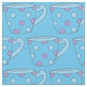 Tissu Tea Tea Time Cuppa Coupe bleu violet Polka Dot (Fermer)