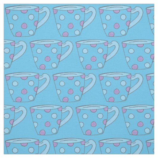 Tissu Tea Tea Time Cuppa Coupe bleu violet Polka Dot (Échantillon)
