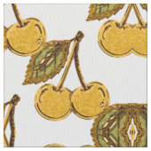 Tissu Tela Golden Metallic Cherries Geometric Pattern (fermé)