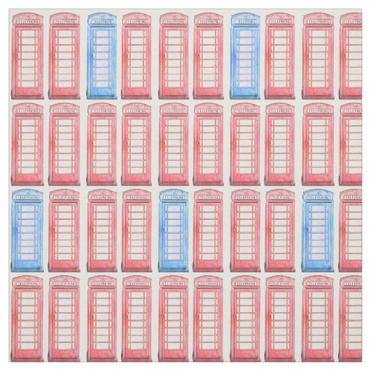 Tissu Téléphones britanniques rouges (Échantillon)