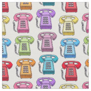 Tissu Téléphones Vintages aux couleurs vives