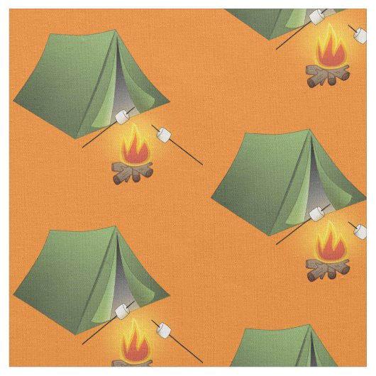 Tissu Tente de camping et Motif de feu de camp (Fermer)