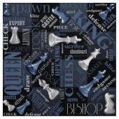 Tissu Termes et pièces d'échecs Argent et bleu ID784 (Échantillon)