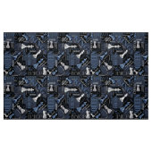 Tissu Termes et pièces d'échecs Argent et bleu ID784 (Fat Quarter)