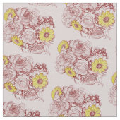 Tissu Terra Cotta Bouquet Rose Daisy (Détail)