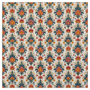 Tissu Terra Cotta et Green Vintage Damask