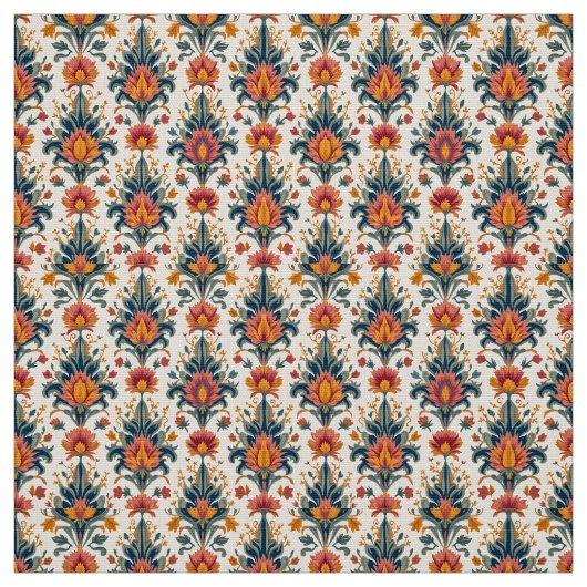 Tissu Terra Cotta et Green Vintage Damask (Échantillon)