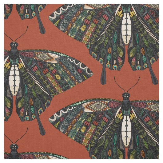 Tissu terracotta à papillon (Échantillon)